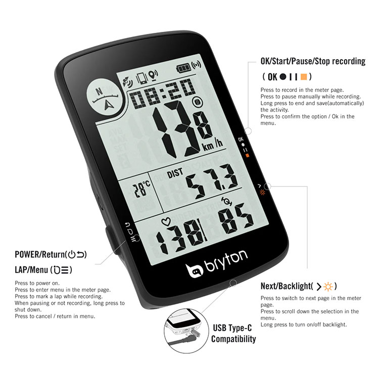 Bryton Rider17 サイクルコンピューター Amazon.com: Bryton Rider 17 3.0 inch LCD Screen Wireless GPS Bike