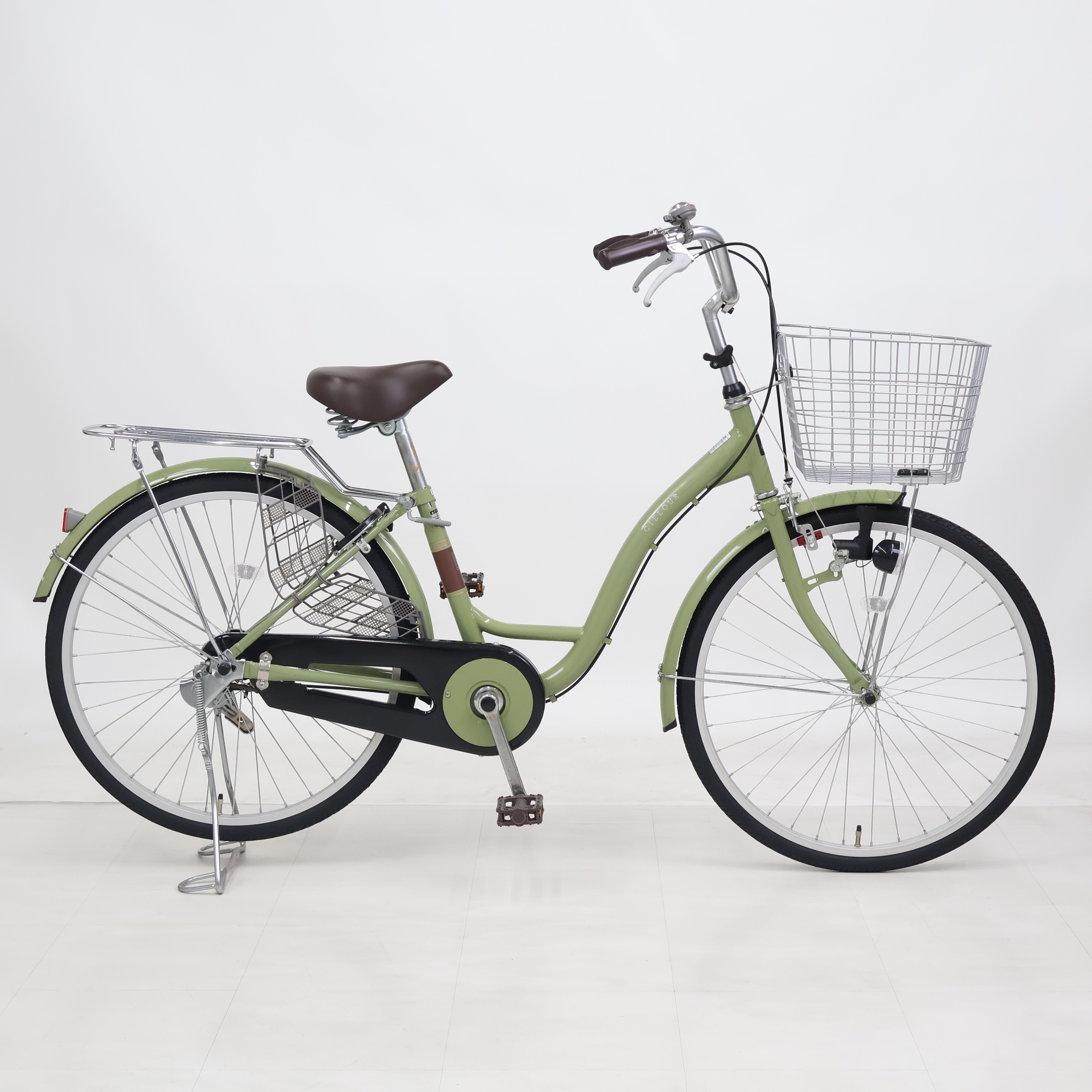 美品☆CIELOUR[シエロア]24吋 ファミリーサイクル 変速なし/カーキ 