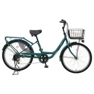 緑 カーグバケット　ママチャリ　自転車　ギア　6段変速　24インチ　オシャレ 緑 カーグバケット ママチャリ 自転車 ギア 6段変速 24インチ