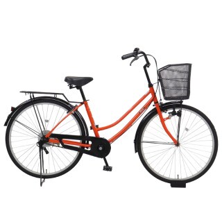 シティサイクル　オレンジ シティサイクル 黒 オレンジサドル バスケット付き 楽天市場